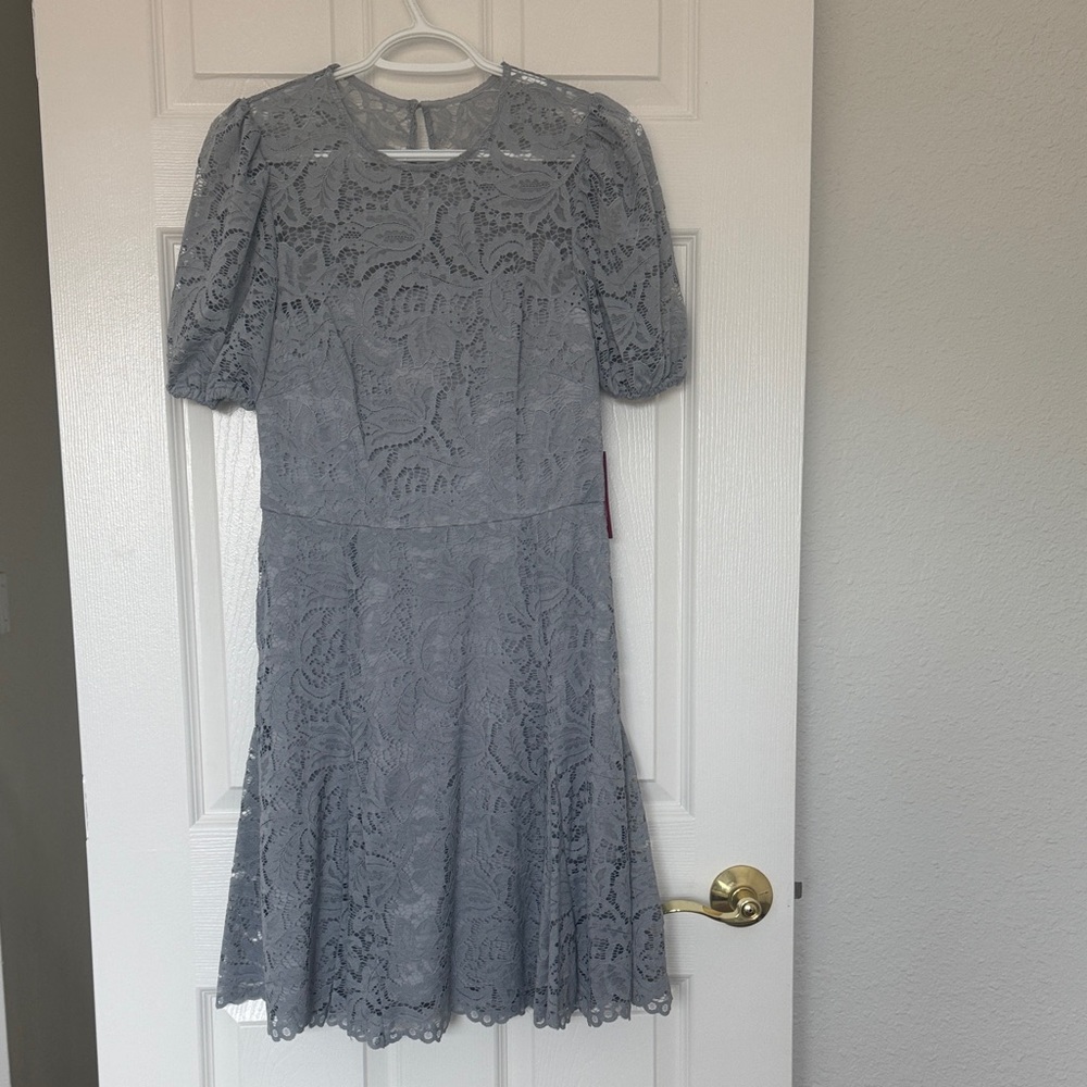 Vince Camuto Gray Lace Midi Dress